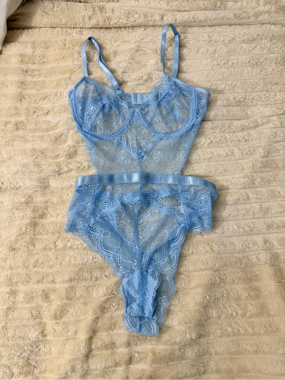 Light Blue Lace Bodysuit Lingerie small